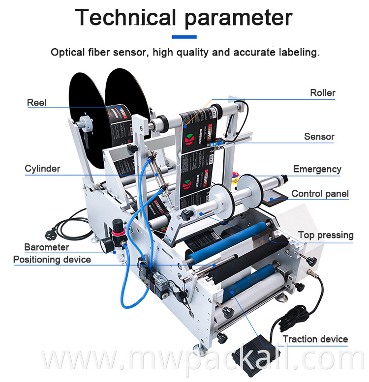 Semi Automatic Roll Rype Vertical Round Bottle Labeling Machine /Label Machine